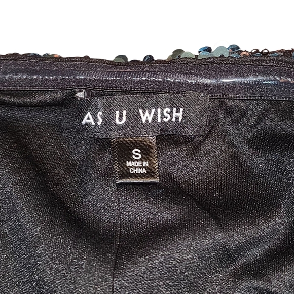 As You Wish Strapless Sequin Black/Blue Dress | Size Small - Picture 11 of 14